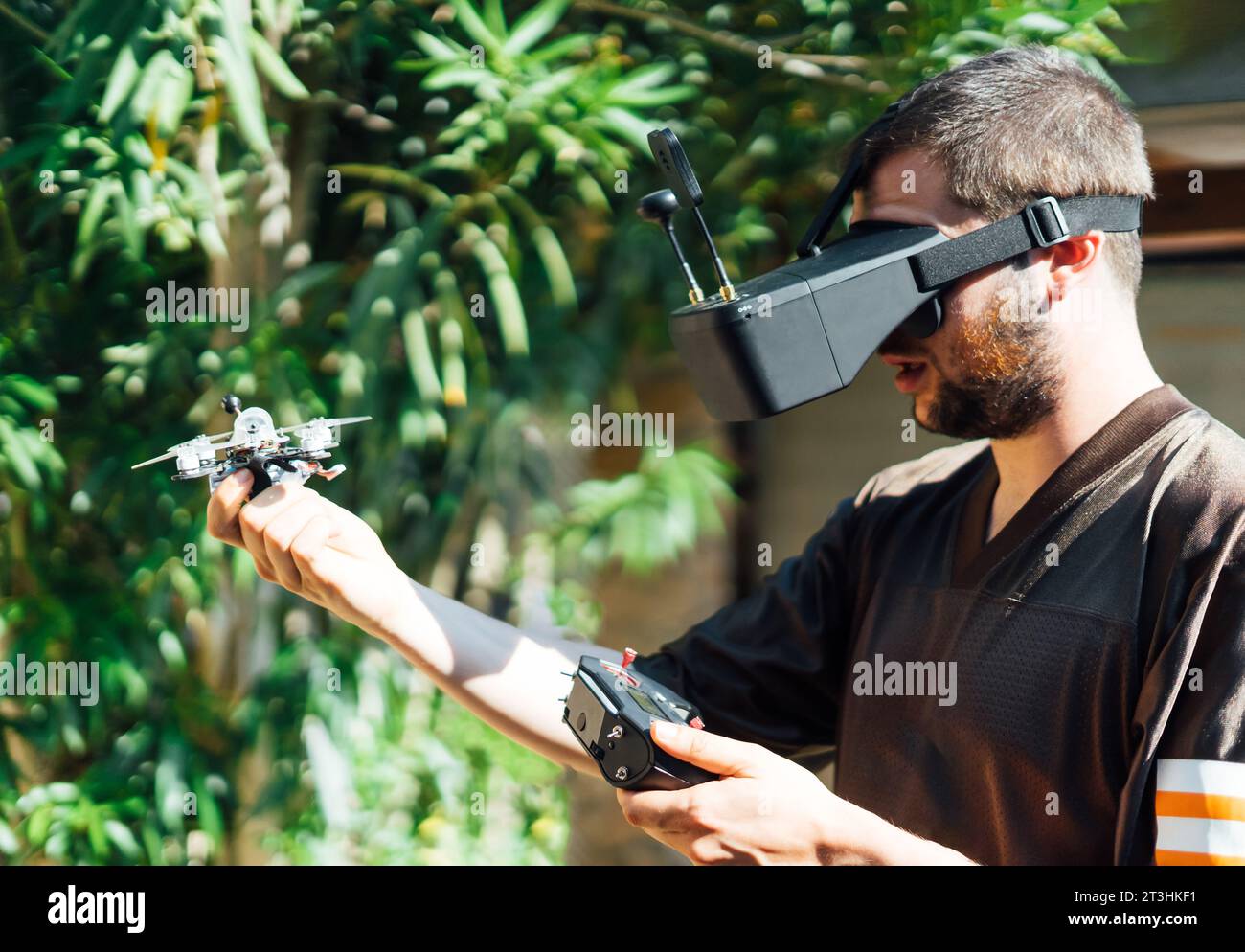 man holding a drone Stock Photo