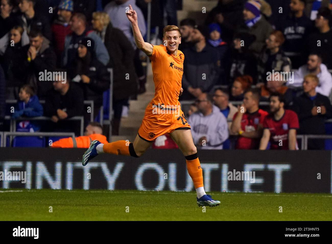 Hull City's Liam Delap celebrates scoring their side's first goal of