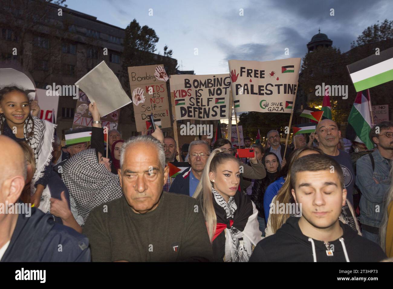 Demonstrations in Zagreb Croatia against bombardment of Gaza Stock Photo