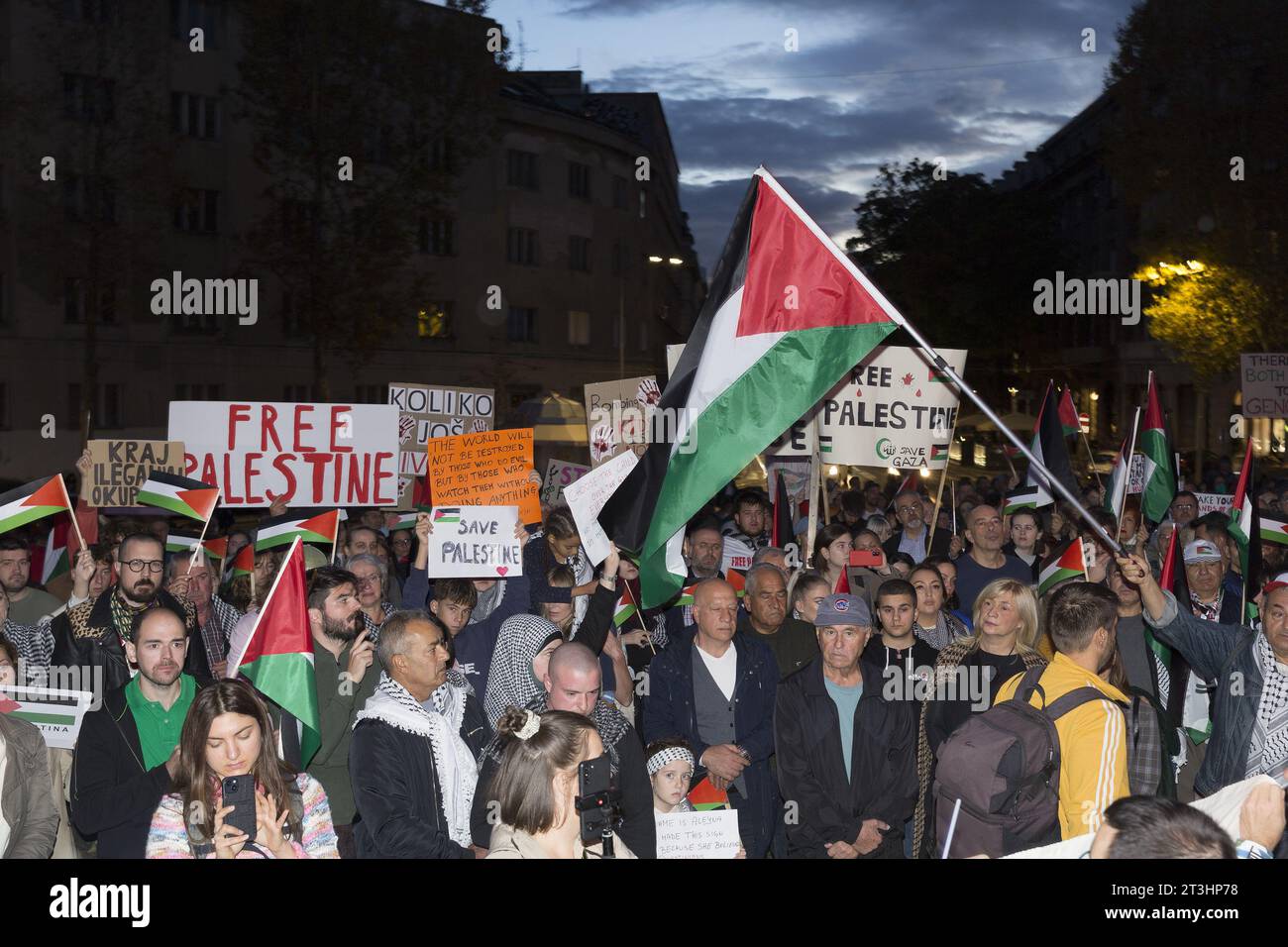 Demonstrations in Zagreb Croatia against bombardment of Gaza Stock Photo