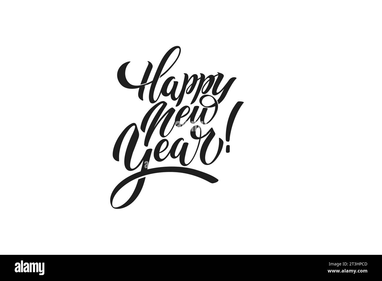 Happy New Year hand lettering calligraphy. Vector holiday illustration element. Typographic element for banner, poster, congratulations. Stock Vector