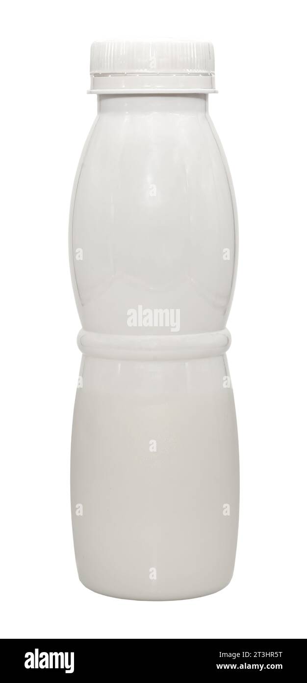 White plastic bottle with milk on a white background. Isolate bottles Stock Photo