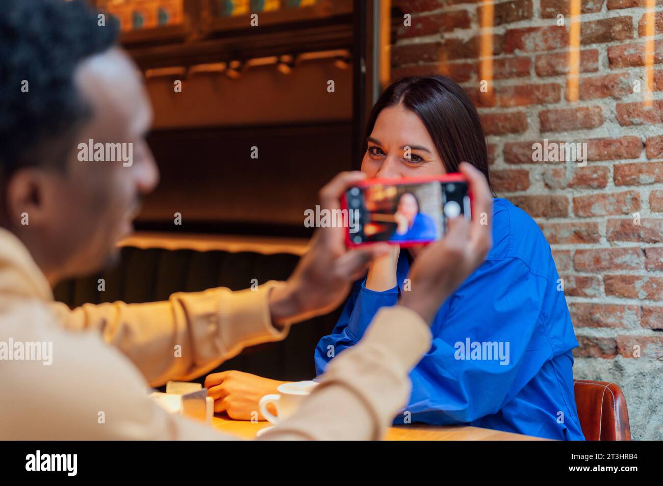 Positive man woman making selfie hi-res stock photography and images ...