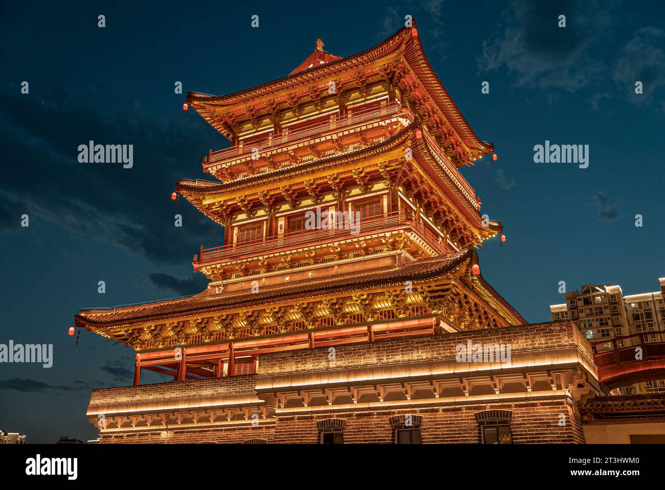 Imitation of Tang Dynasty Architecture in Tangyuan Scenic Area, Xichang City, Sichuan Province, China Stock Photo