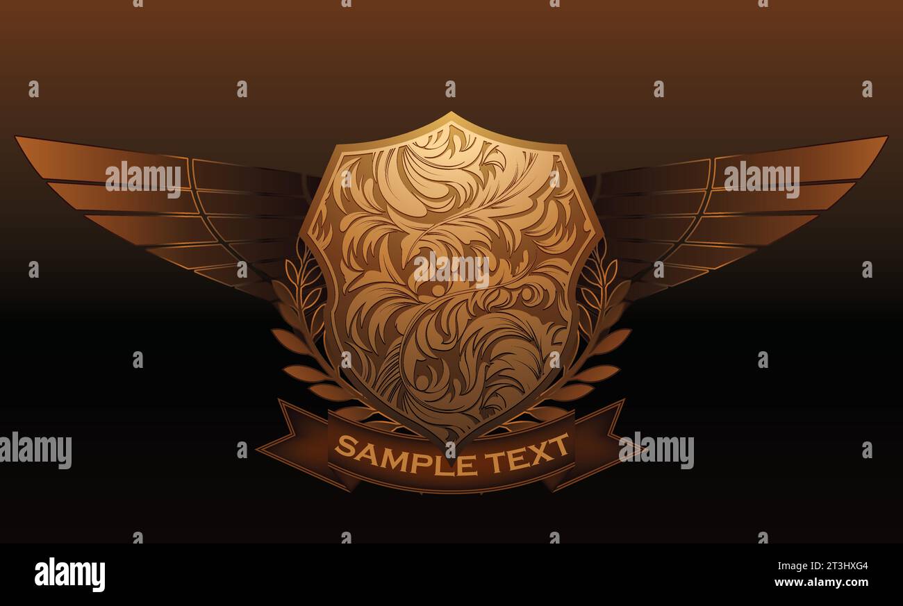 Vintage emblem with shield and wings Royalty Free Vector Stock Vector