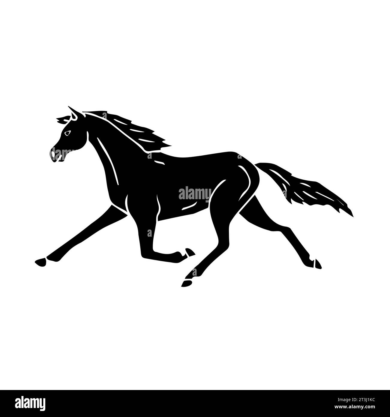 Vector hand drawn doodle sketch black trotter horse isolated on white ...