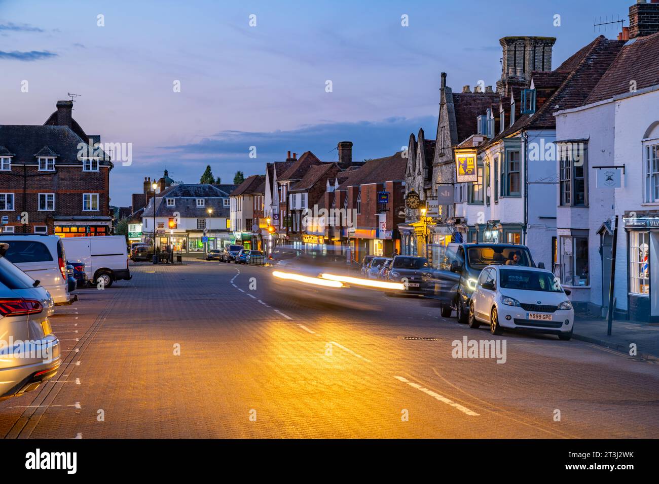 The high street of Widest Malling on a summers evening Stock Photo