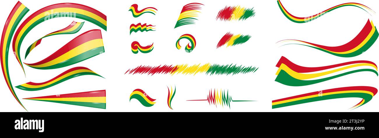 Bolivia and Mali flag set elements, vector illustration on a white background Stock Vector