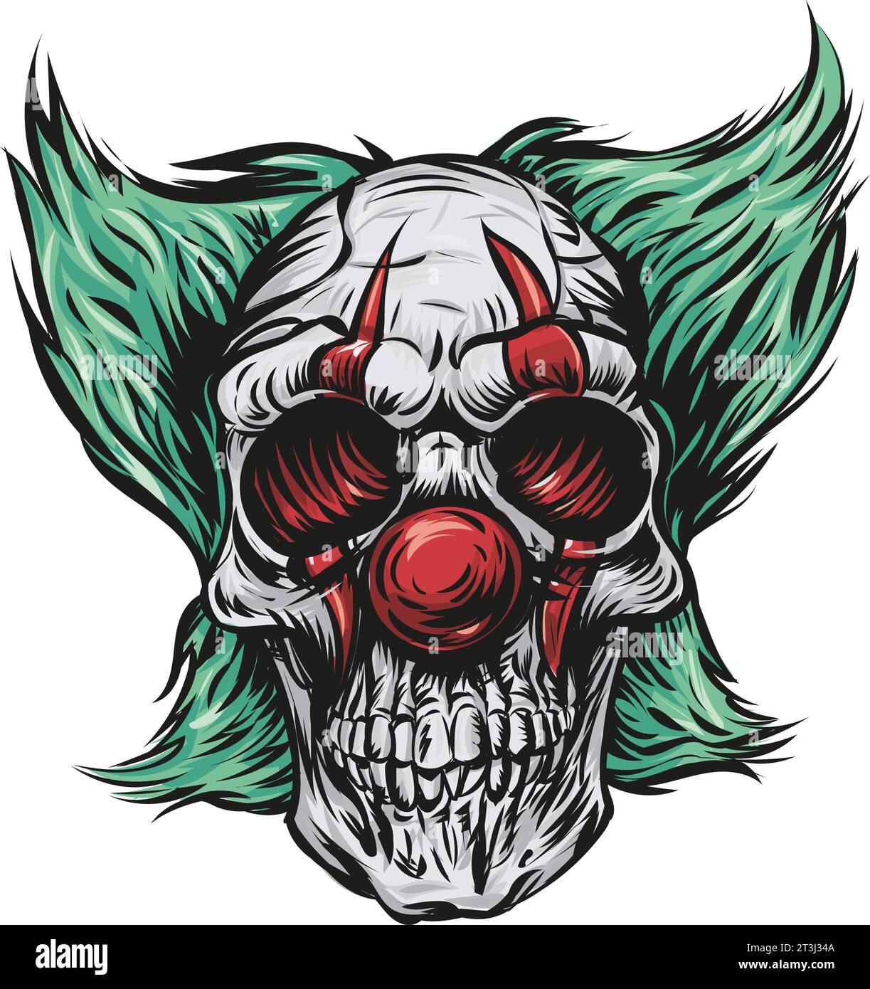 Skull Clown horror hand drawn. vector illustration Stock Vector