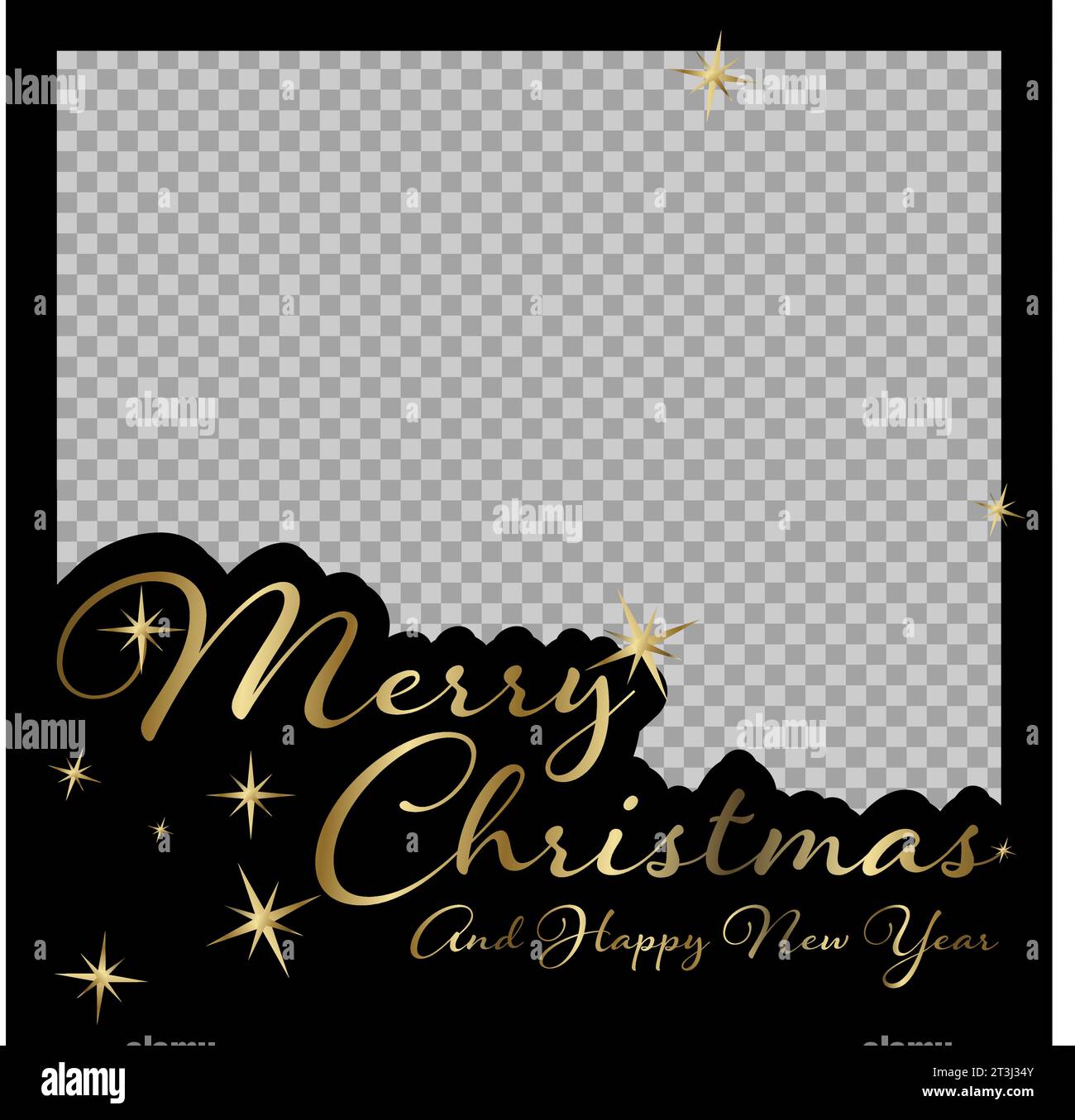 Shiny frame layout template with place for your photo. Simple Christmas layout template for your christmas card, social media post status, flyer, head Stock Vector