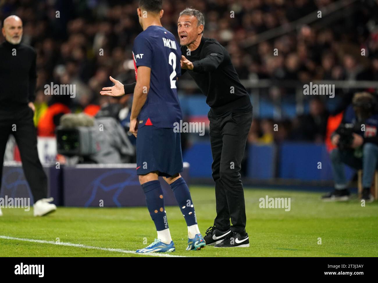PSG manager Luis Enrique gestures on the touchline during the UEFA Champions League Group F match at Parc des Princes in Paris, France. Picture date: Wednesday October 25, 2023. Stock Photo