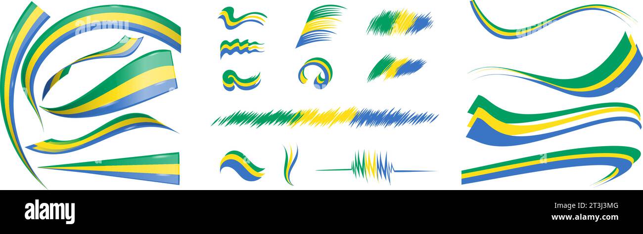 Gabon flag set elements, vector illustration on a white background Stock Vector