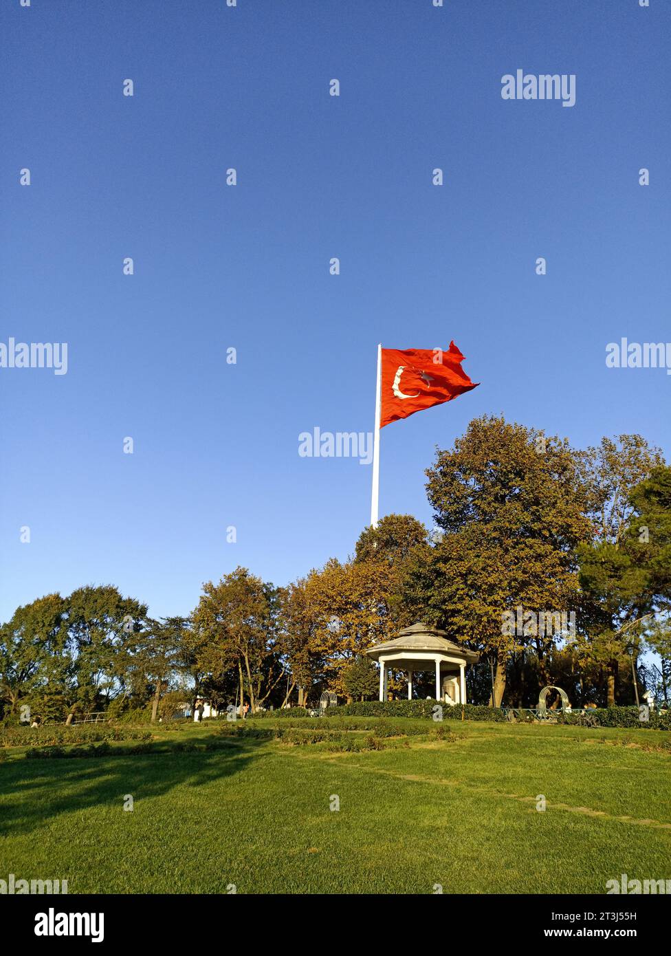 big turkish flag on camlica hill in istanbul Stock Photo - Alamy