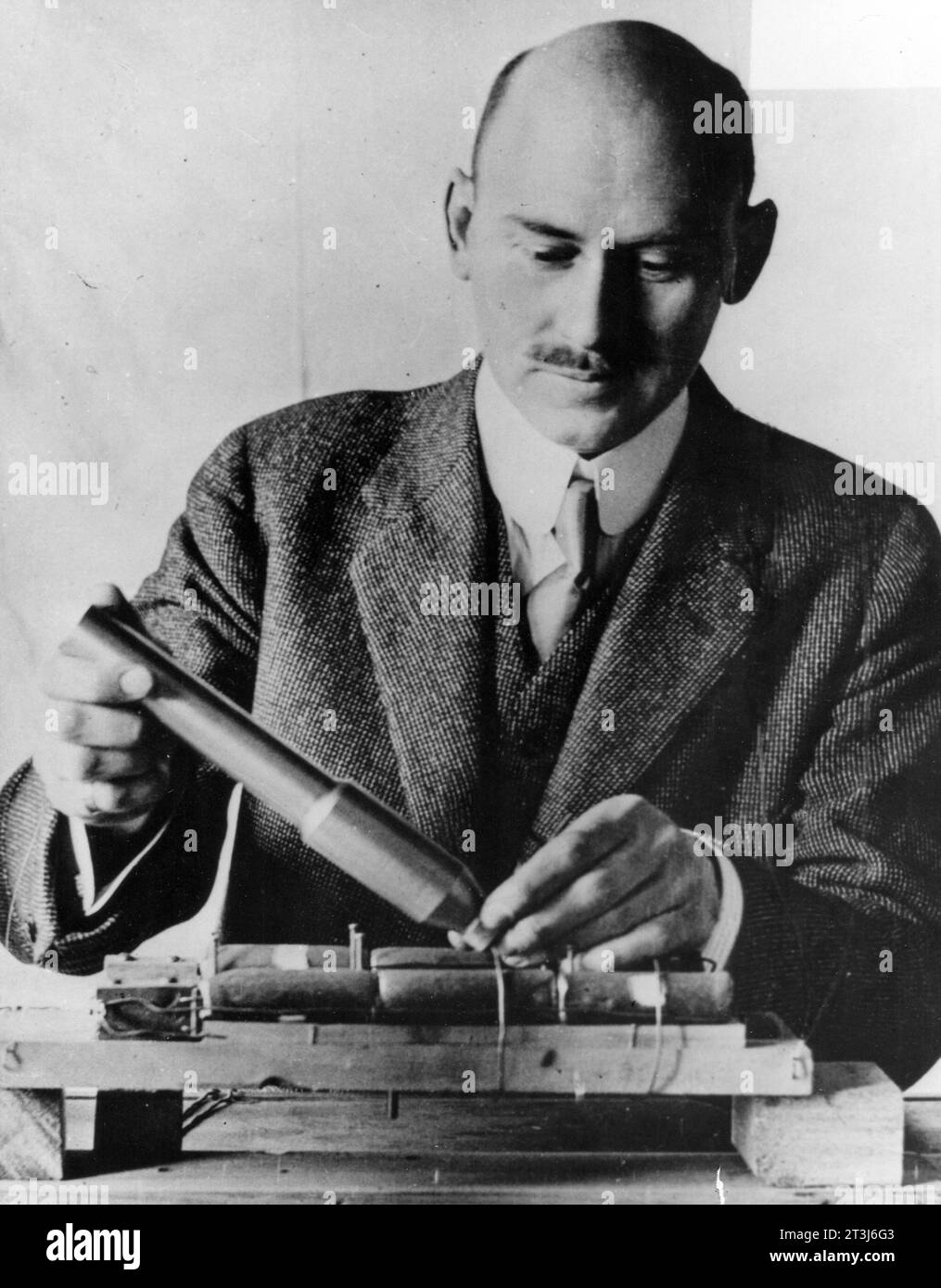 Dr. Robert Hutchings Goddard (1882-1945). Dr. Goddard has been recognized as the father of American rocketry and as one of the pioneers in the theoretical exploration of space. Stock Photo