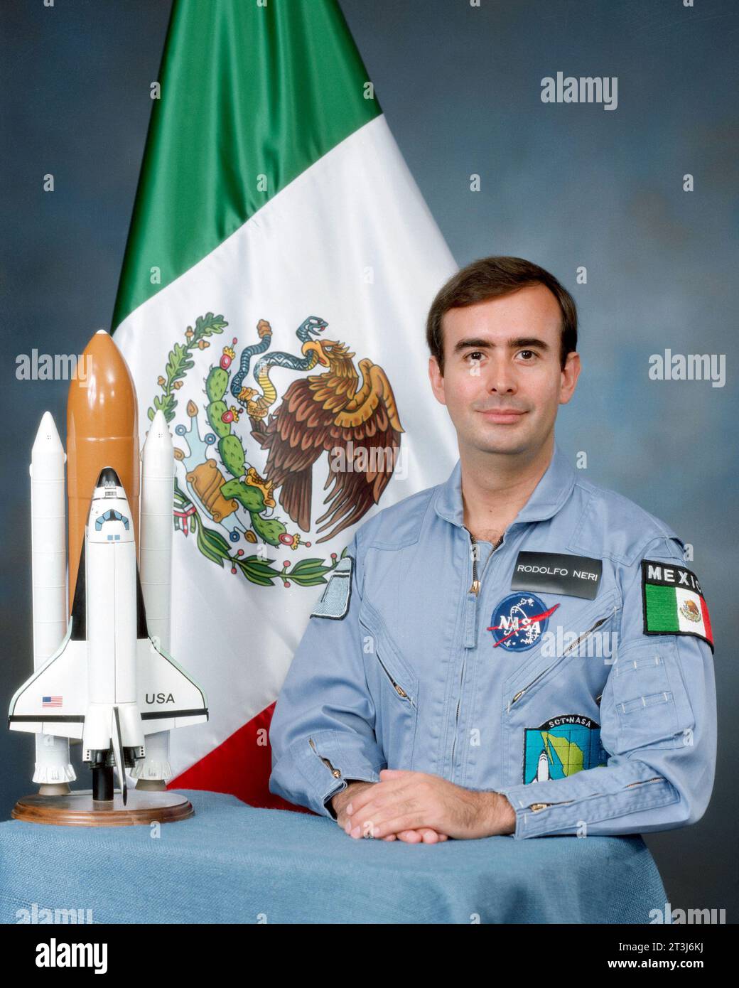 First Mexican Astronaut Rodolfo Neri Vela, Astronaut Rodolfo Neri Vela, payload specialist from Mexico Stock Photo