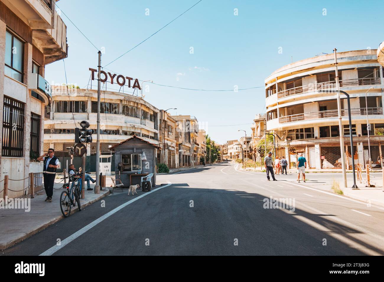 Abandoned seaside suburbs of Varosha in the city of Famagusta, Northern Cyprus. Locals fled a 1974 Turkish invasion, re-opened to tourism in 2020. Stock Photo