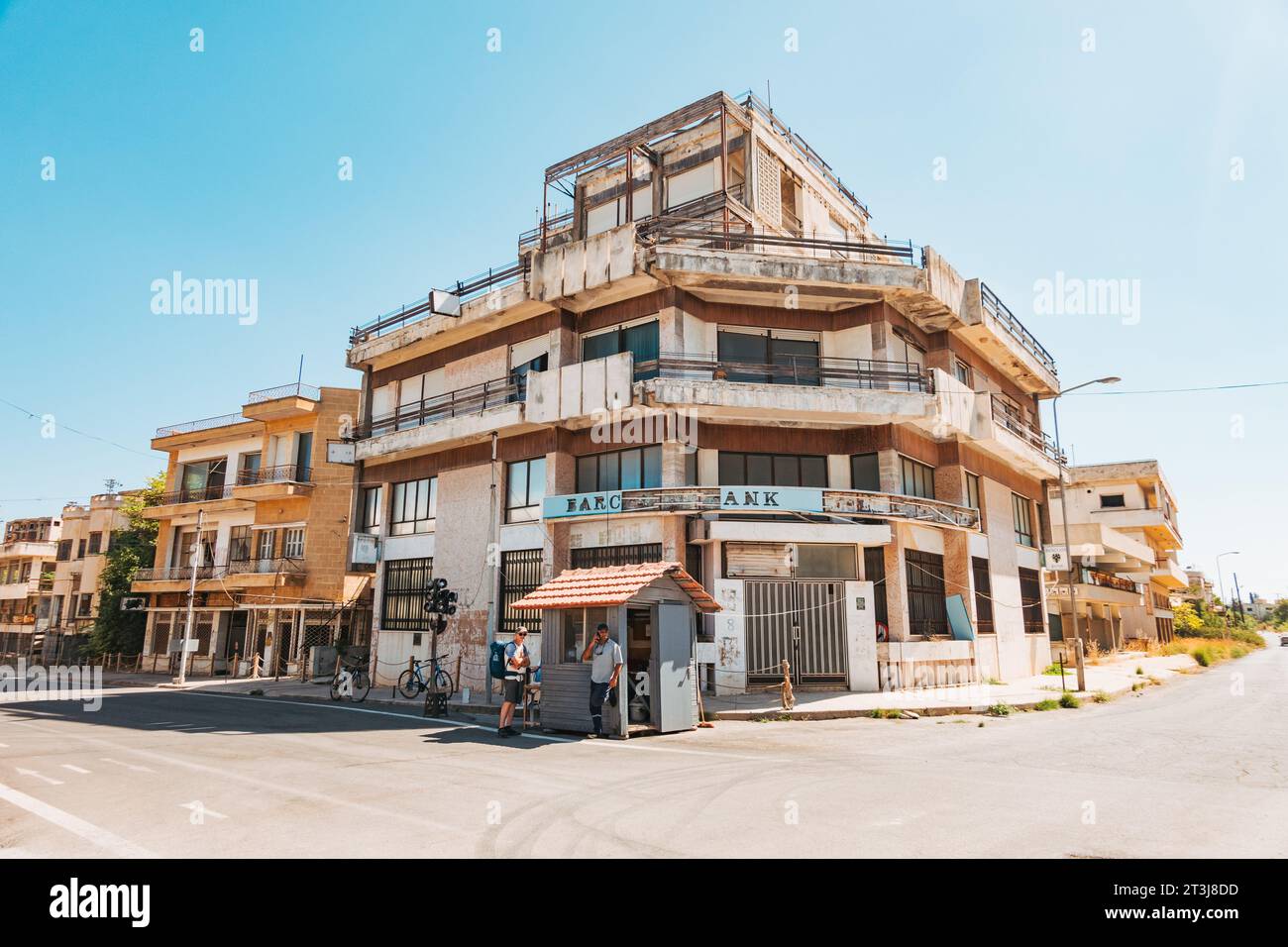 Abandoned seaside suburbs of Varosha in the city of Famagusta, Northern Cyprus. Locals fled a 1974 Turkish invasion, re-opened to tourism in 2020. Stock Photo