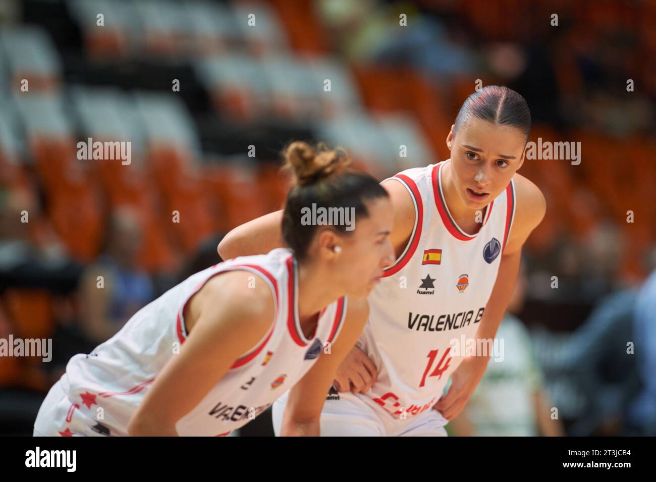 Raquel Carrera of Valencia Basket in action during the Euro League Womens round 4 on october 25, 2023 at Pavillon Fuente de San Luis  (Valencia ,Euro Stock Photo