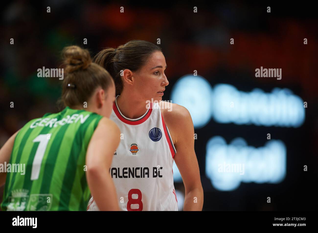 Rebecca Allen of Valencia Basket in action during the Euro League Womens round 4 on october 25, 2023 at Pavillon Fuente de San Luis  (Valencia ,Euro L Stock Photo