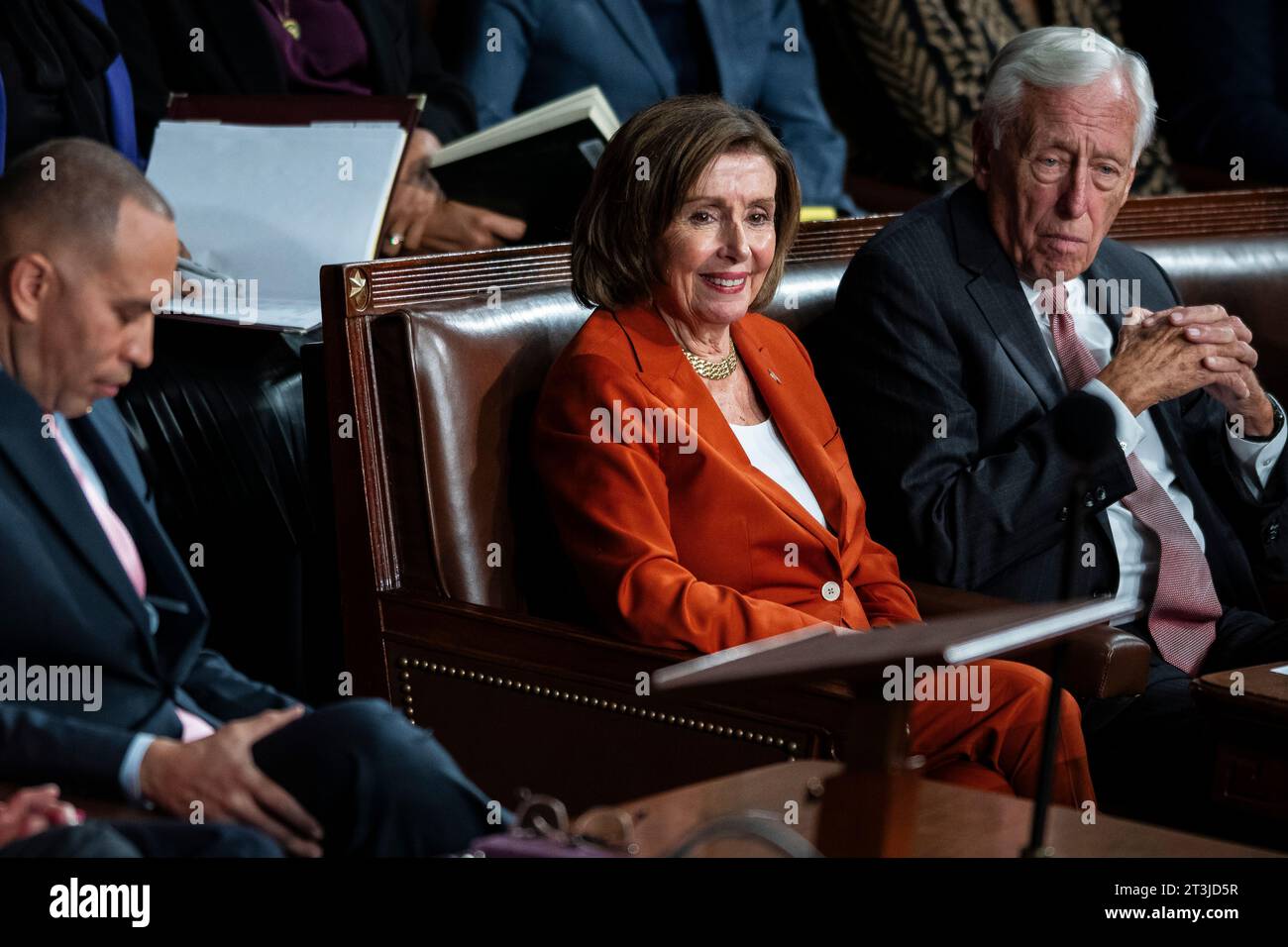 Washington, USA. 25th Oct, 2023. Representative Nancy Pelosi (D-CA) and Representative Steny Hoyer (D-MD) during voting for Speaker of the House, in the House Chamber, at the U.S. Capitol, in Washington, DC, on Wednesday, October 25, 2023. (Graeme Sloan/Sipa USA) Credit: Sipa USA/Alamy Live News Stock Photo