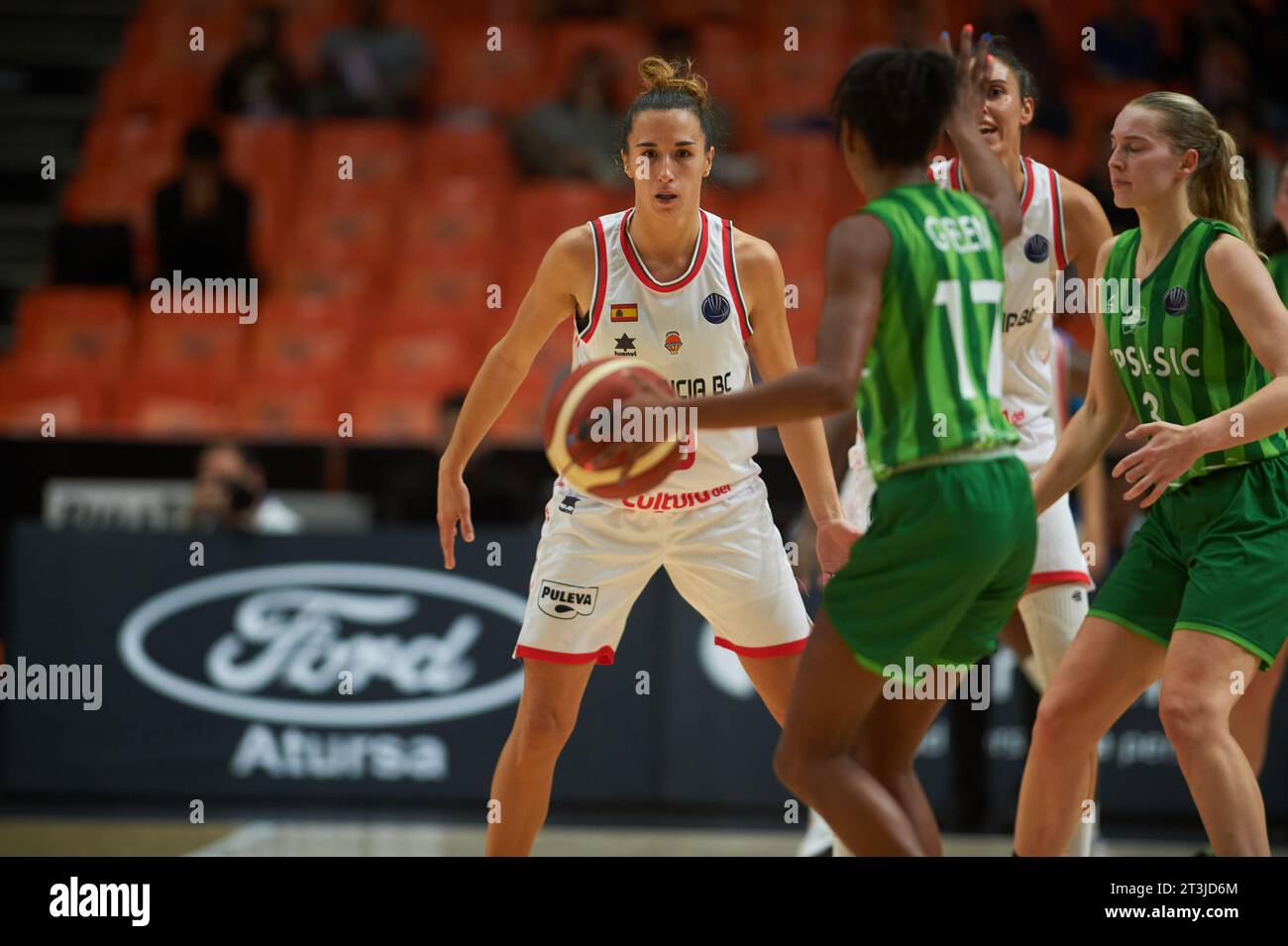 Queralt Casas of Valencia Basket in action during the Euro League Womens round 4 on october 25, 2023 at Pavillon Fuente de San Luis  (Valencia ,Euro L Stock Photo