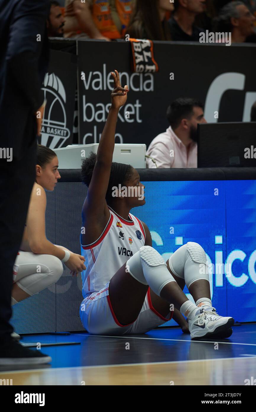 Nadia Fingall of Valencia Basket in action during the Euro League Womens round 4 on october 25, 2023 at Pavillon Fuente de San Luis  (Valencia ,Euro L Stock Photo