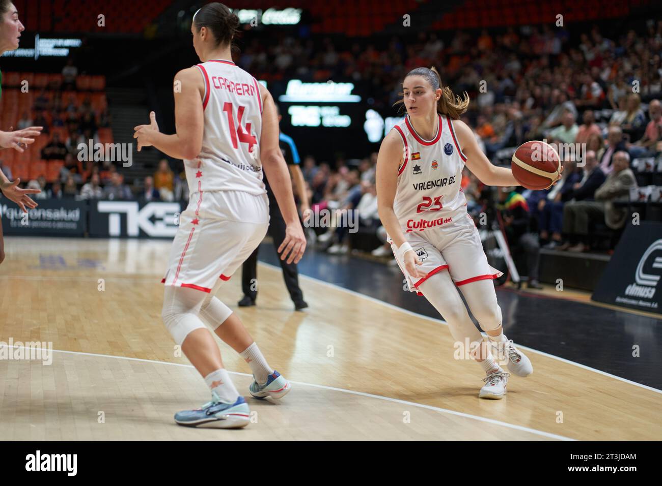 Claudia Contell of Valencia Basket in action during the Euro League Womens round 4 on october 25, 2023 at Pavillon Fuente de San Luis  (Valencia ,Euro Stock Photo