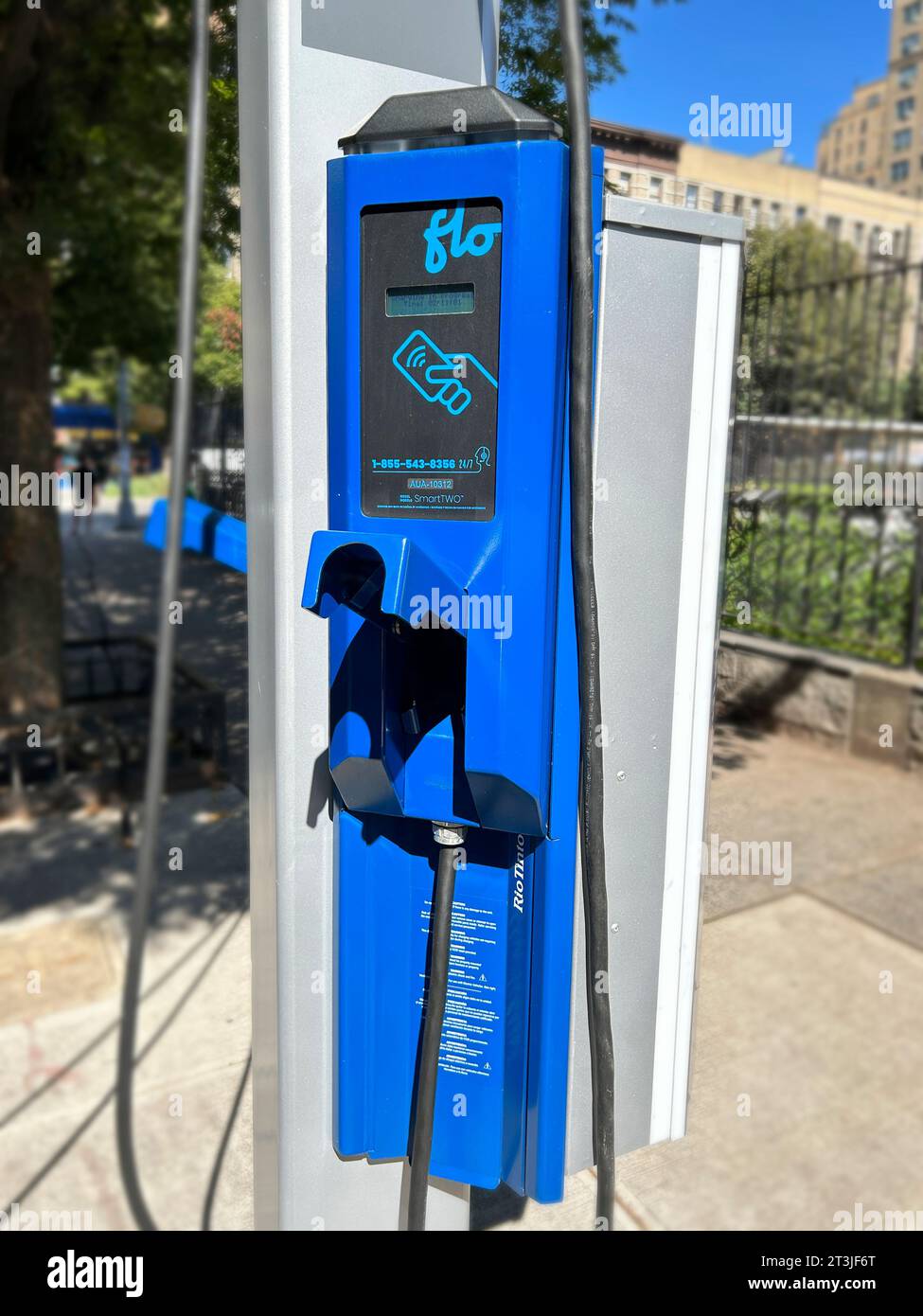 Electric car public charging station, New York City, New York, USA Stock Photo