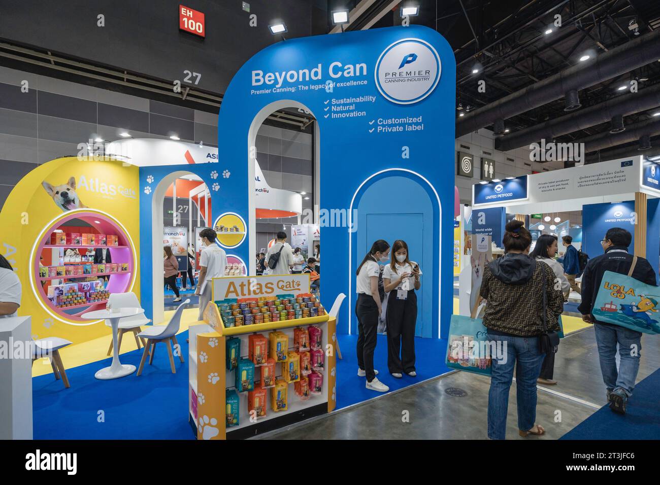 Bangkok, Thailand. 25th Oct, 2023. A booth of Premier Canning canned