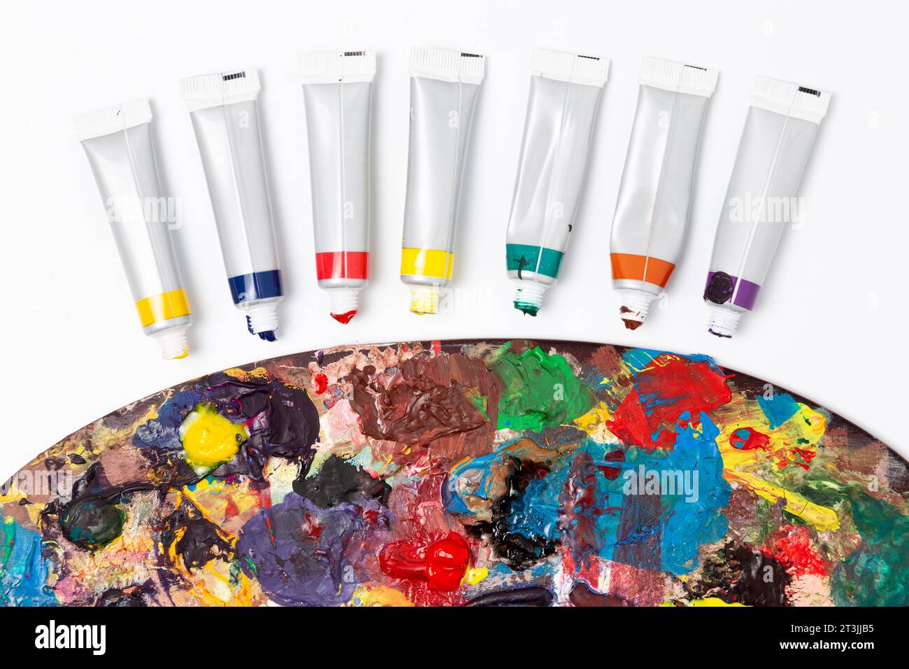 Soiled Color Close up dirty color palette watercolour tubes Stock Photo - Alamy