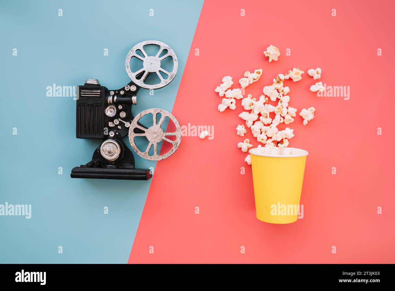 Film projector with popcorn box Stock Photo