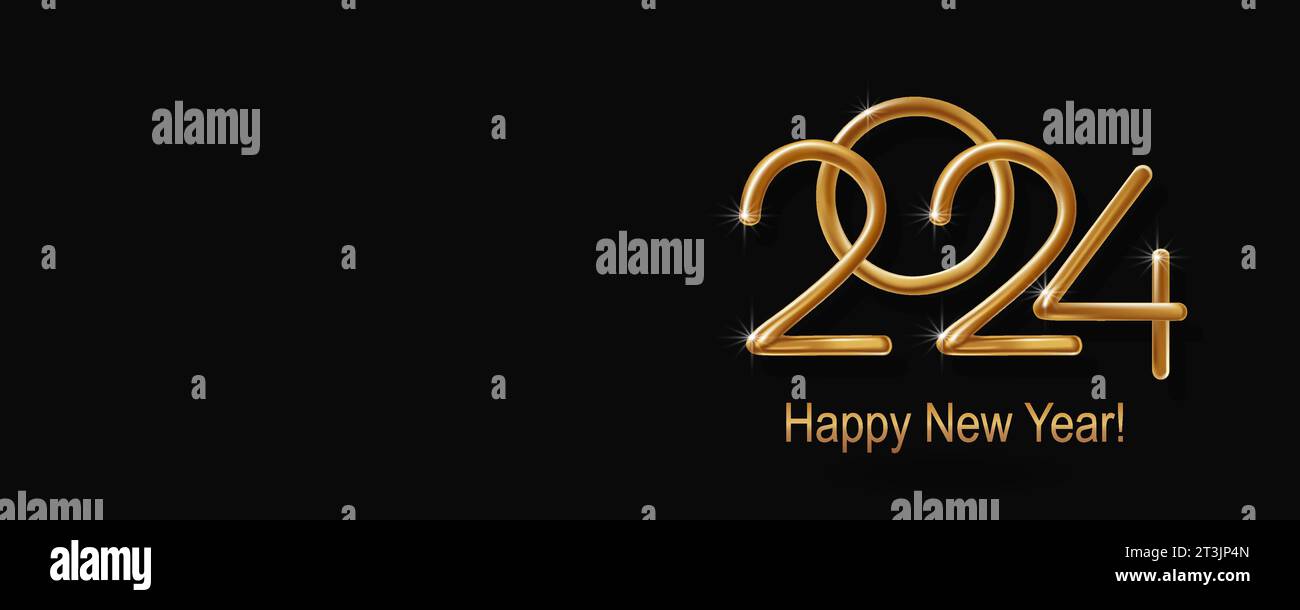 2024 Happy New Year hand lettering calligraphy. Vector holiday ...