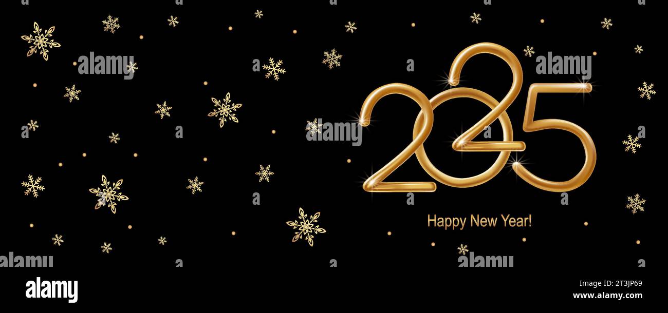 2025 Happy New Year hand lettering calligraphy. Vector holiday ...