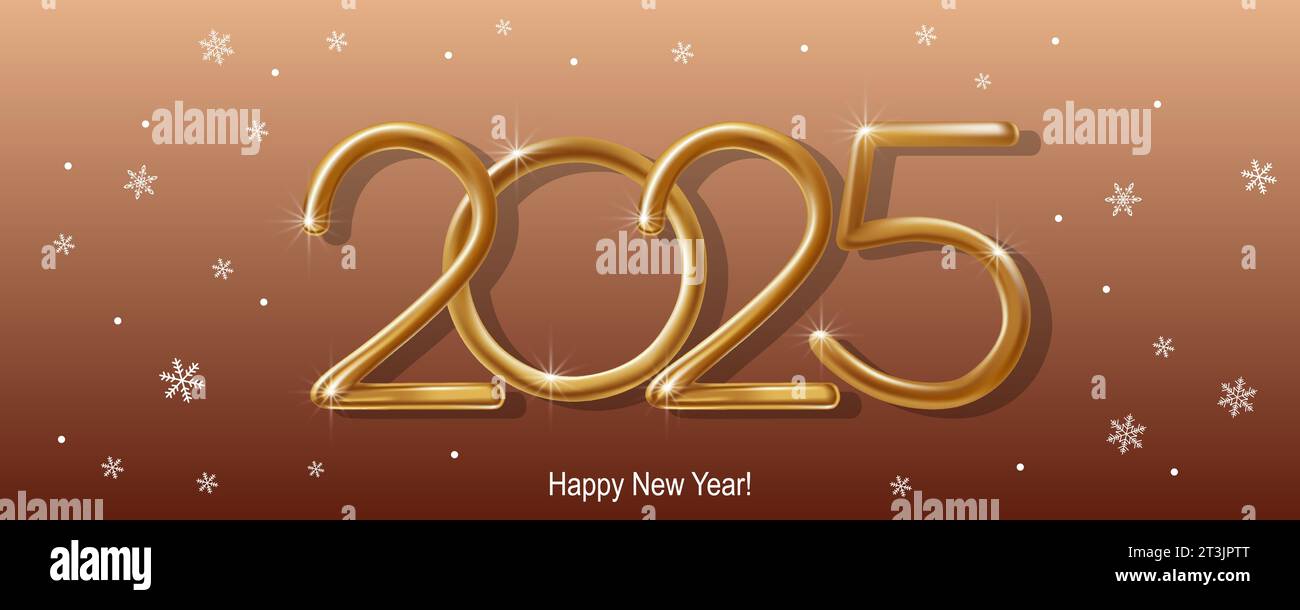 2025 Happy New Year hand lettering calligraphy. Vector holiday