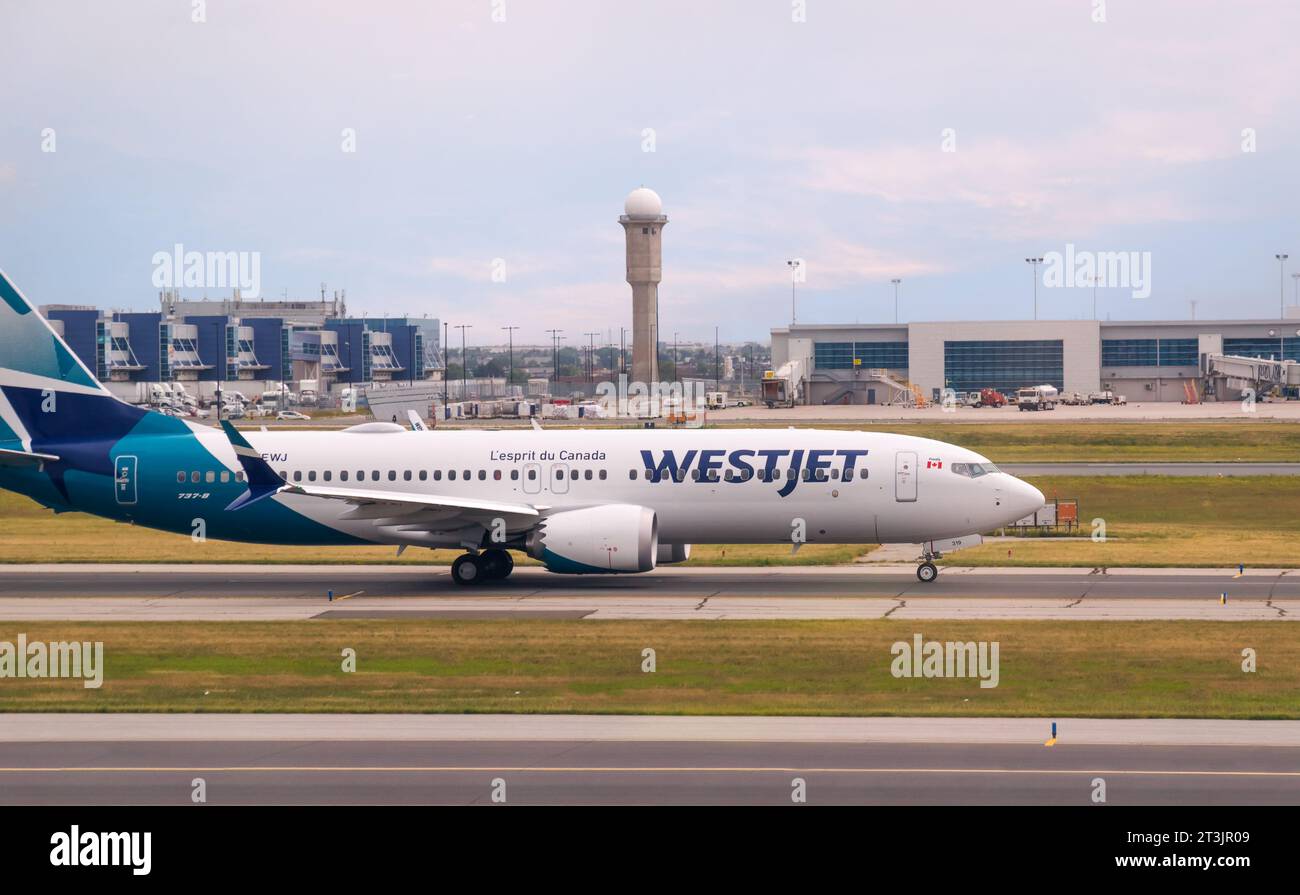 Montreal, Quebec, Canada 07 04 2022 Boeing 737 MAX 8 jet airliner