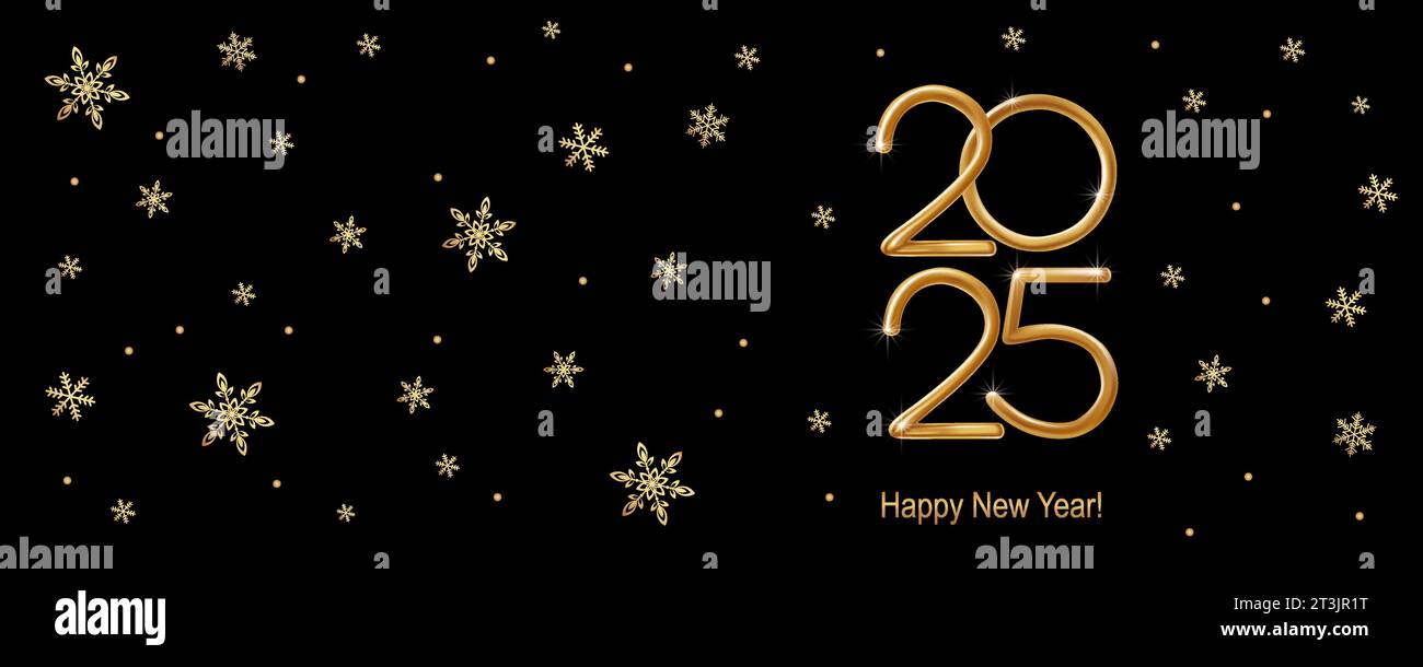 2025 Happy New Year hand lettering calligraphy. Vector holiday