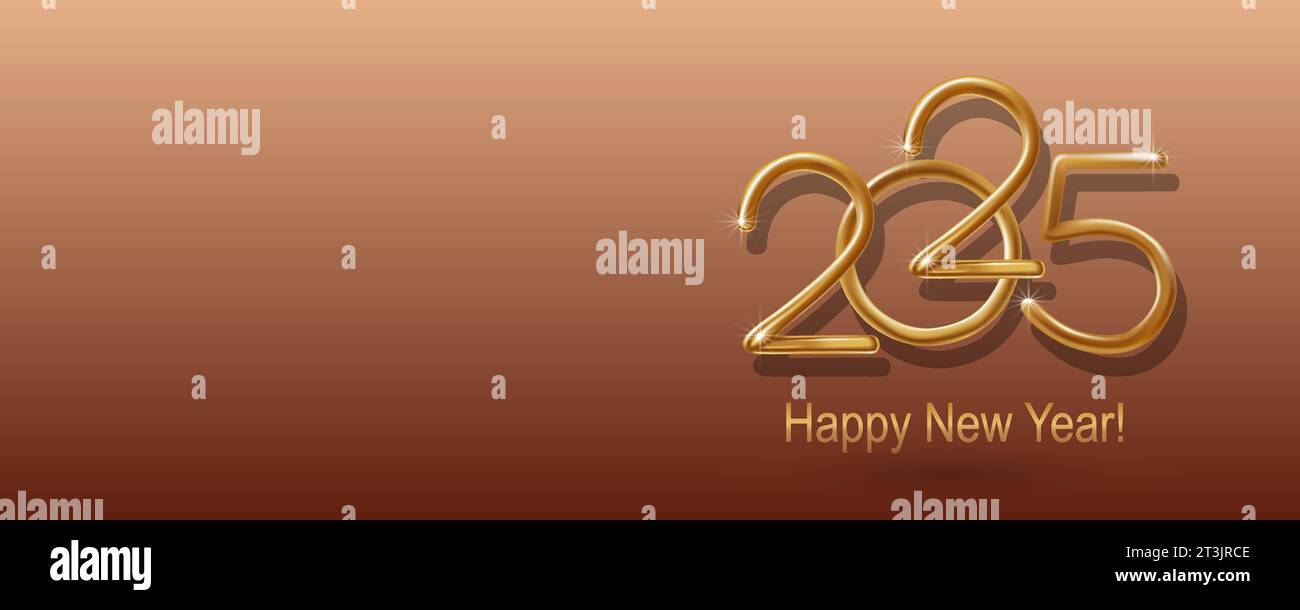 2025 Happy New Year hand lettering calligraphy. Vector holiday