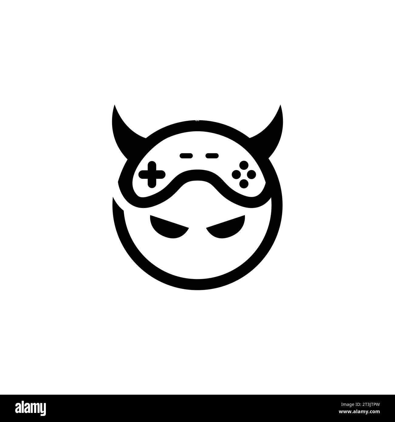 Devil game logo vector image. Simple minimalist devil joystick gamepad gaming logo design Stock Vector