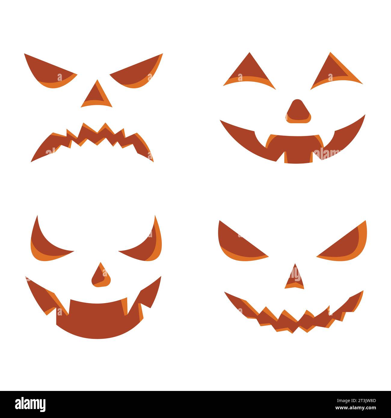 Set of scary halloween pumpkin or ghost faces vector illustration. Scary halloween pumpkin faces set vector image Stock Vector