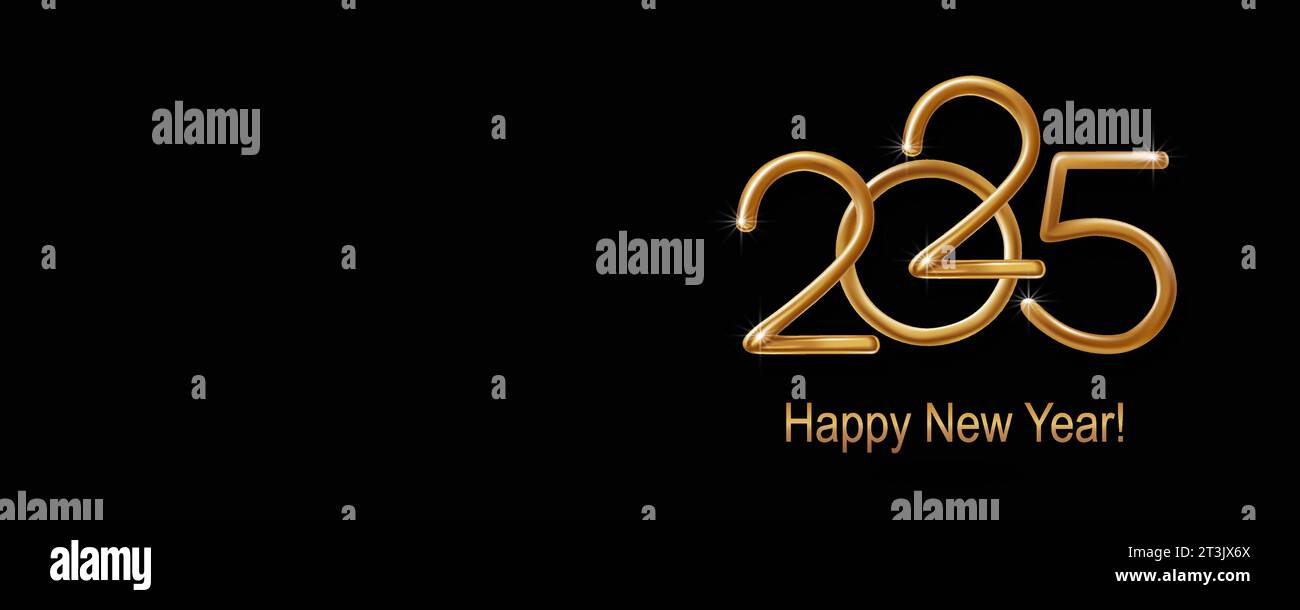 2025 Happy New Year hand lettering calligraphy. Vector holiday