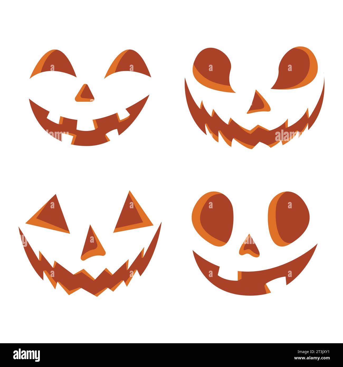 Set of scary halloween pumpkin or ghost faces vector illustration ...