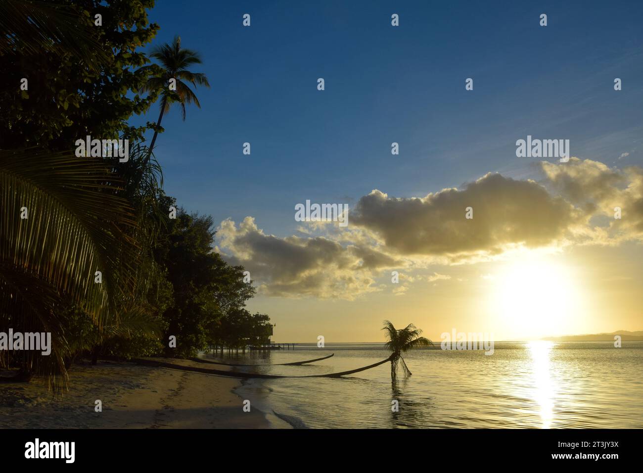 Sunset on the island Kri at the Raja Ampat archipelago (Indonesia) Stock Photo