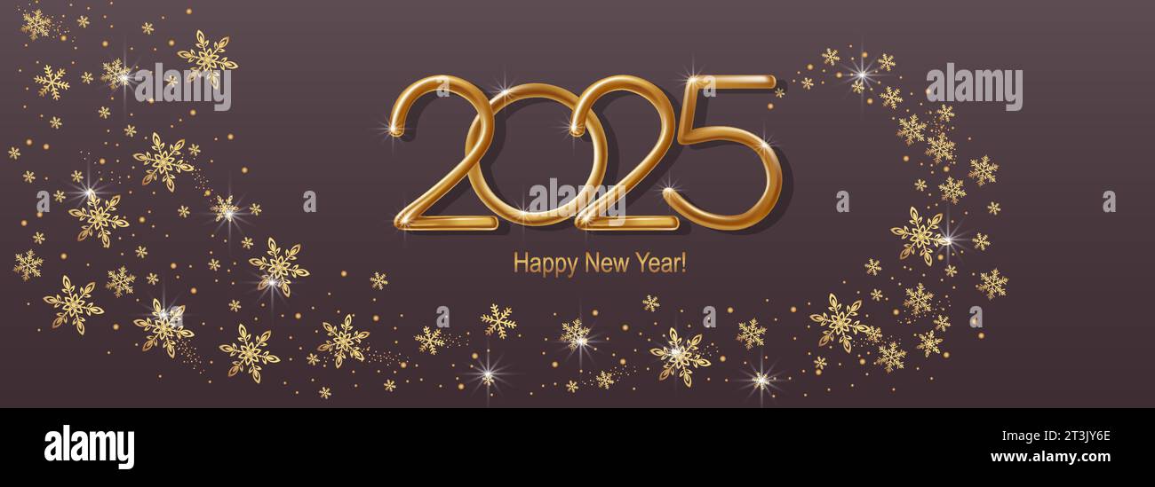 2025 Happy New Year hand lettering calligraphy. Vector holiday