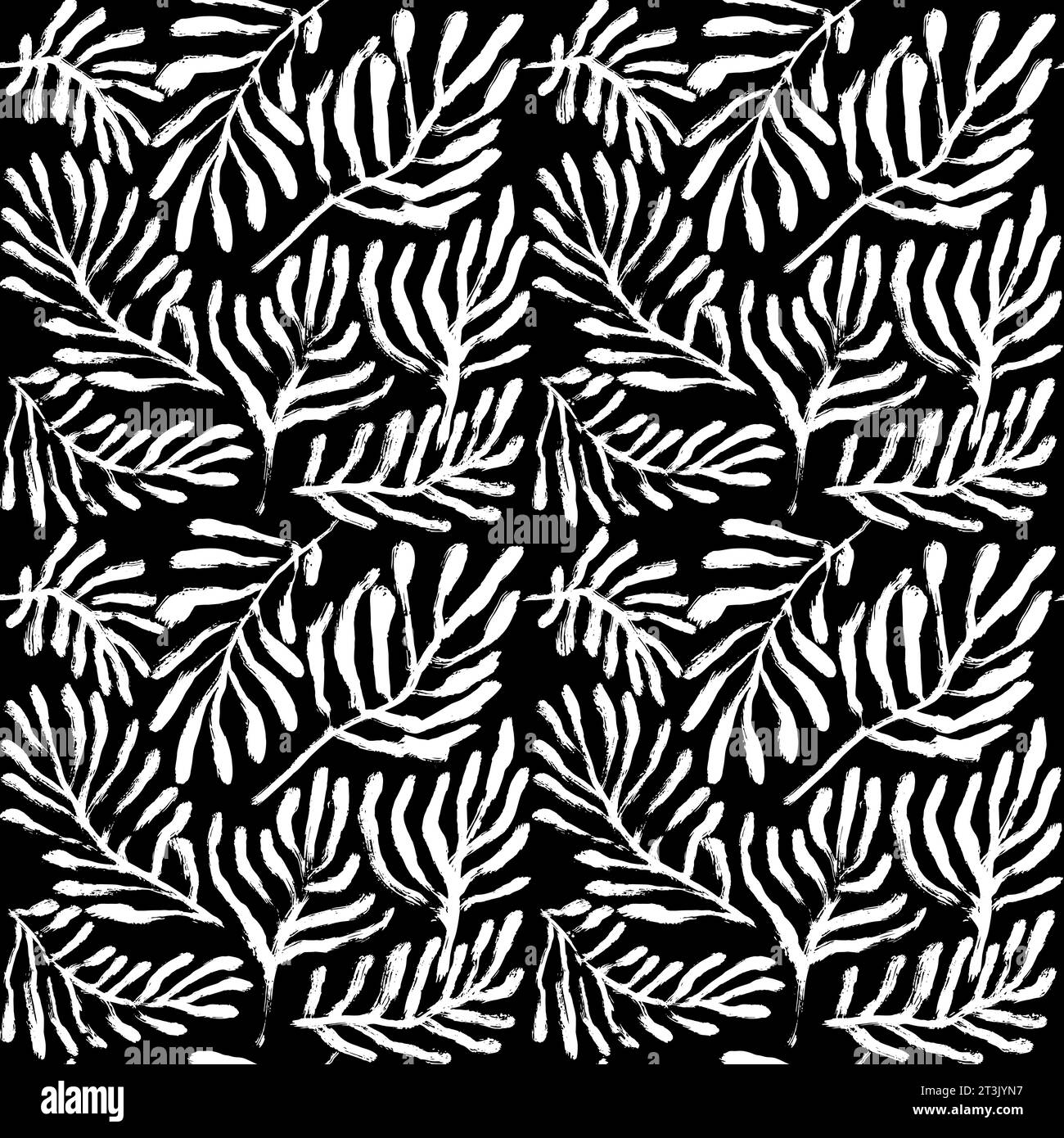 Dry Brush Tropic Leaves and Branches Seamless Pattern Stock Vector ...