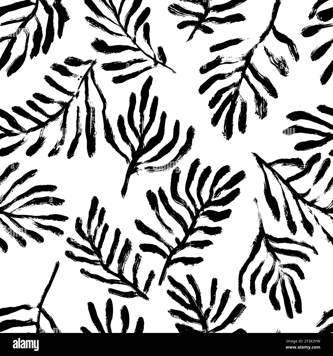 Dry Brush Tropic Leaves and Branches Seamless Pattern Stock Vector ...