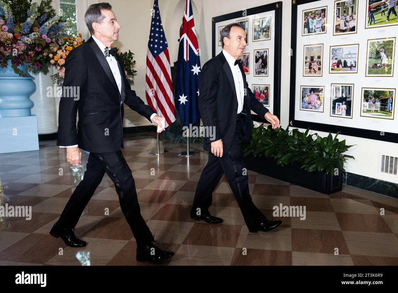 Washington, United States. 25th Oct, 2023. Mr. Andrew Tobias & Mr. Rob Frier arrive for the state dinner in honor of Australian Prime Minister Anthony Albanese at the White House in Washington, DC on Wednesday, October 25, 2023. Photo by Tierney Cross/UPI Credit: UPI/Alamy Live News Stock Photo