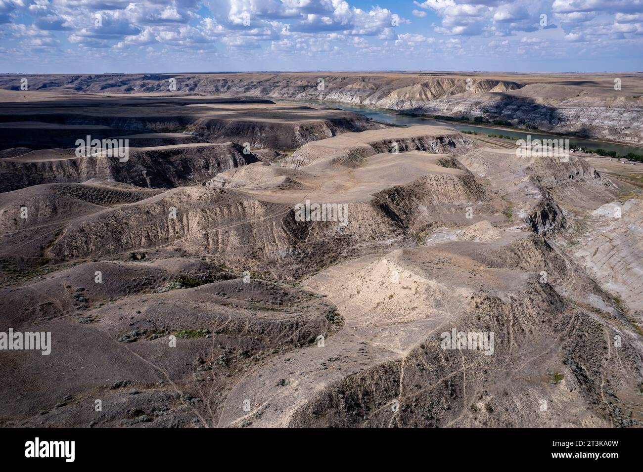Aerial view of coulees from Alberta Canada Stock Photo
