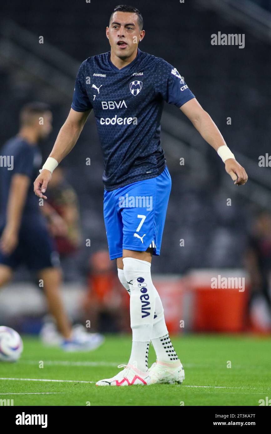 Monterrey, Mexico. 25th Oct, 2023. October 25th 2023, Estádio BBVA, Monterrey, Mexico: Liga BBVA MX postponed 4th round match between Monterrey Rayados and Club Tijuana Xolos. #7 Attacker Rayados, Rogelio Funes Mori during warm-up before the game Mandatory Credit: Toby Tande/PXImages Credit: Px Images/Alamy Live News Stock Photo