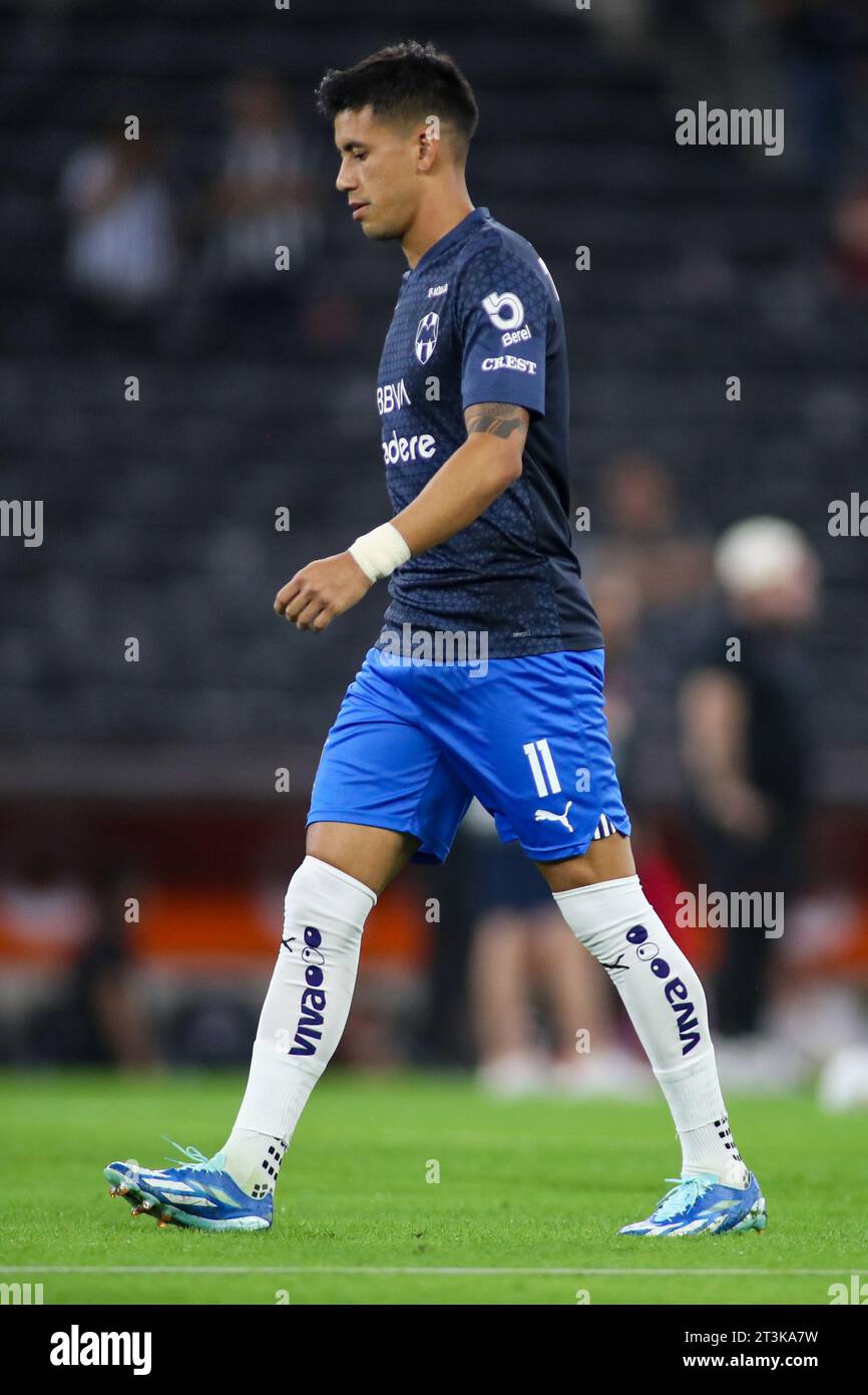 Monterrey, Mexico. 25th Oct, 2023. October 25th 2023, Estádio BBVA, Monterrey, Mexico: Liga BBVA MX postponed 4th round match between Monterrey Rayados and Club Tijuana Xolos. #11 Midfielder Rayados, Maxi Meza during warm-up before the game Mandatory Credit: Toby Tande/PXImages Credit: Px Images/Alamy Live News Stock Photo