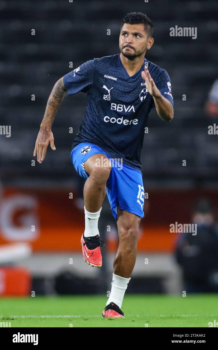 Monterrey, Mexico. 25th Oct, 2023. October 25th 2023, Estádio BBVA, Monterrey, Mexico: Liga BBVA MX postponed 4th round match between Monterrey Rayados and Club Tijuana Xolos. #12 Midfielder Rayados, Jesús Tecatito Corona during warm-up before the game Mandatory Credit: Toby Tande/PXImages Credit: Sipa USA/Alamy Live News Stock Photo